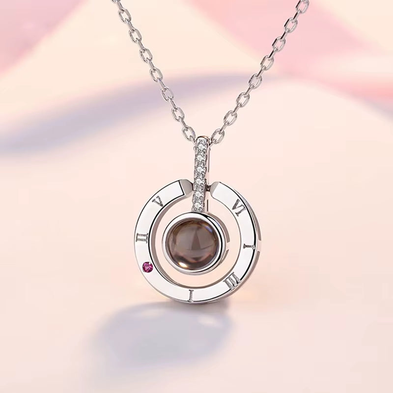 I LOVE YOU in 100 Languages Projection Necklace for Memory of Choker Collier round Gifts Shaped Dropshipping
