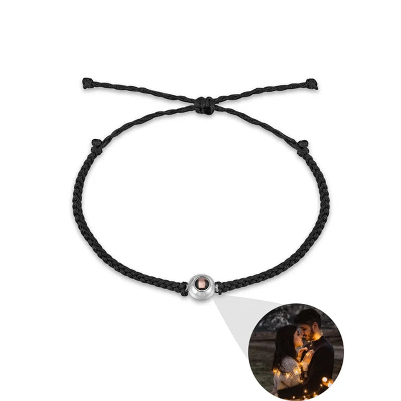 Wholesale Custom Projection Bracelet Adjustable Circle Photo Projection Bangles Colour Braided Bracelets for Women Commemorative