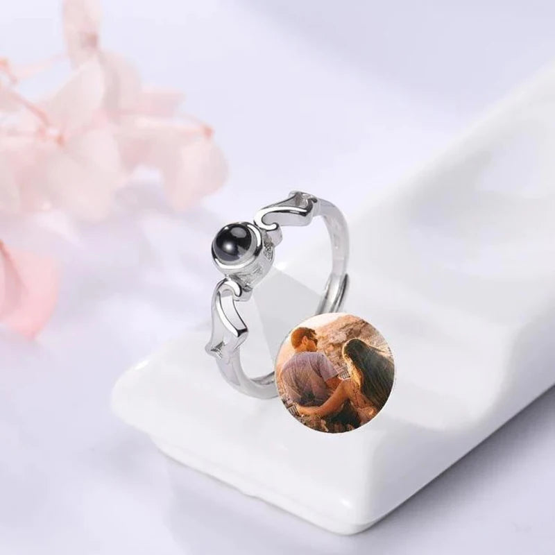 Couple'S Ring Custom Photo Projection Rings Wedding Gift Memorial Gift Sterling Silver Ring