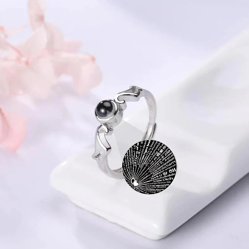 Couple'S Ring Custom Photo Projection Rings Wedding Gift Memorial Gift Sterling Silver Ring
