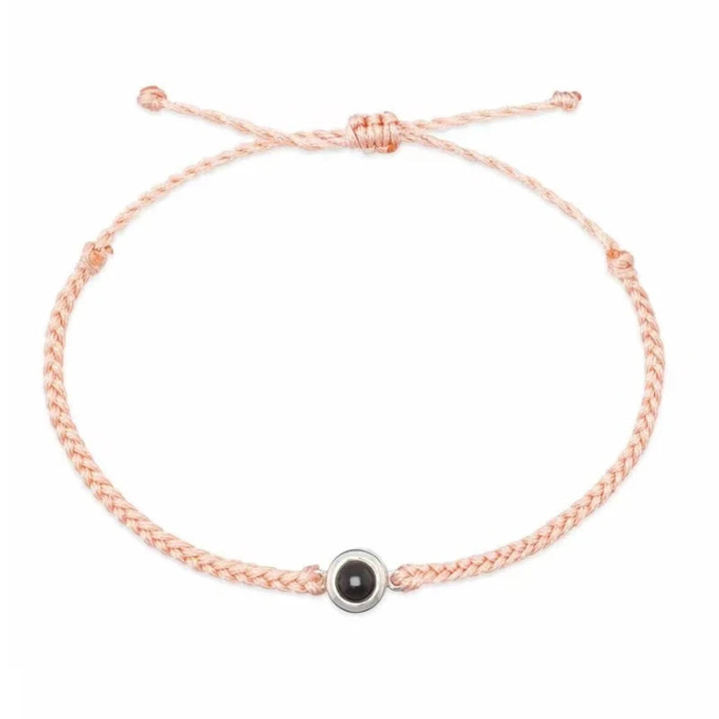 Wholesale Custom Projection Bracelet Adjustable Circle Photo Projection Bangles Colour Braided Bracelets for Women Commemorative