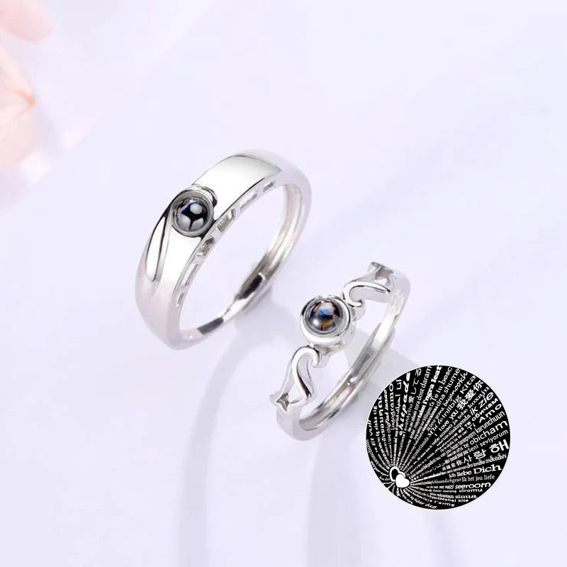 Couple'S Ring Custom Photo Projection Rings Wedding Gift Memorial Gift Sterling Silver Ring