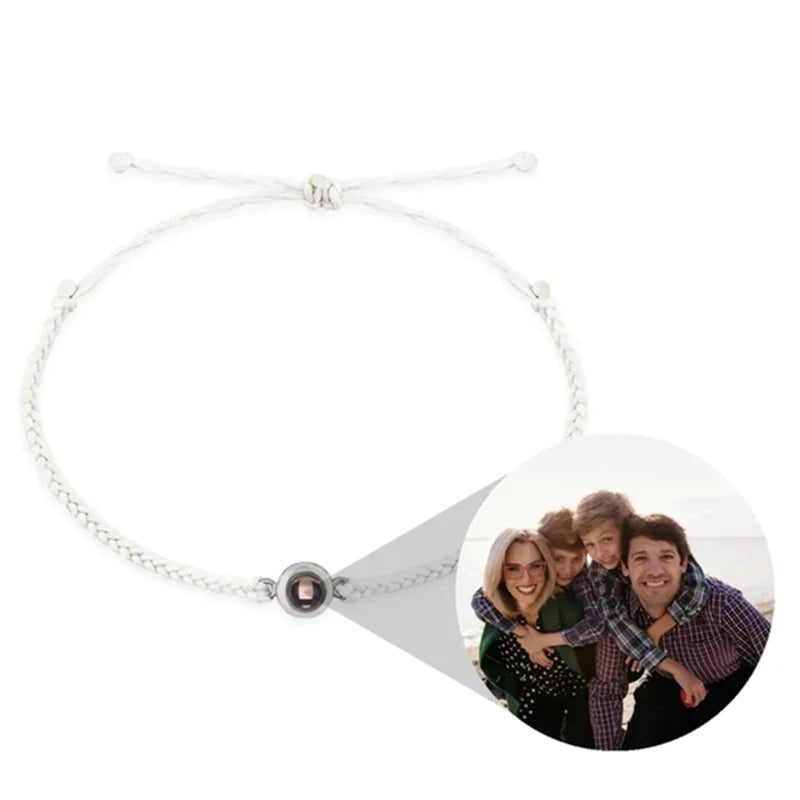 Wholesale Custom Projection Bracelet Adjustable Circle Photo Projection Bangles Colour Braided Bracelets for Women Commemorative