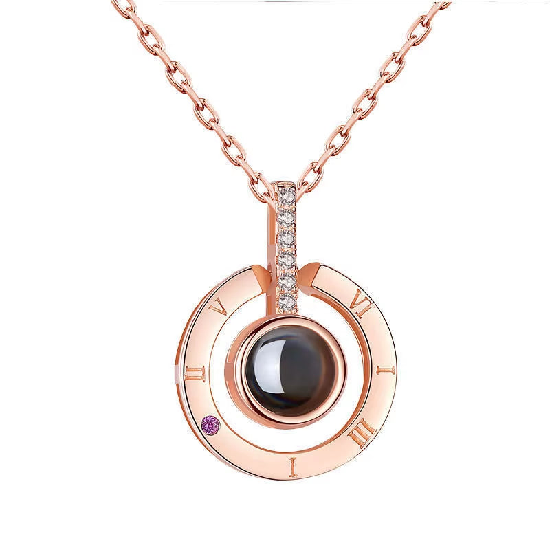I LOVE YOU in 100 Languages Projection Necklace for Memory of Choker Collier round Gifts Shaped Dropshipping