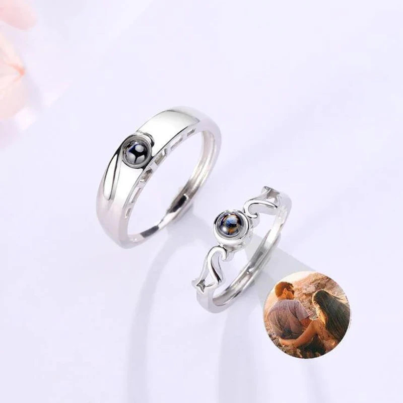 Couple'S Ring Custom Photo Projection Rings Wedding Gift Memorial Gift Sterling Silver Ring