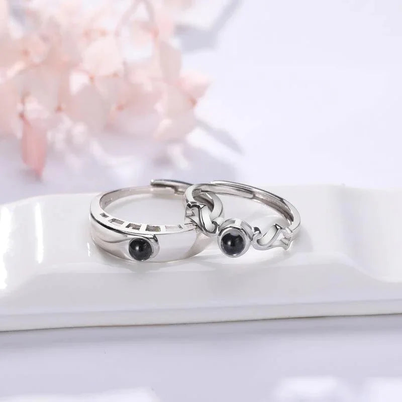 Couple'S Ring Custom Photo Projection Rings Wedding Gift Memorial Gift Sterling Silver Ring