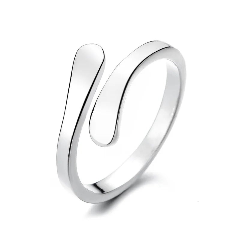 Zircon Hug Rings for Women Stainless Steel Geometric Hug Couple Adjustable Ring Wedding Christmas Aesthetic Jewelry Gift Anillos
