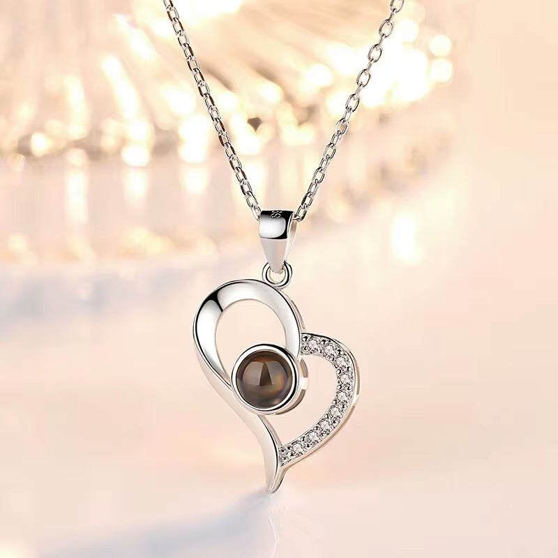 I LOVE YOU in 100 Languages Projection Necklace for Memory of Choker Collier round Gifts Shaped Dropshipping