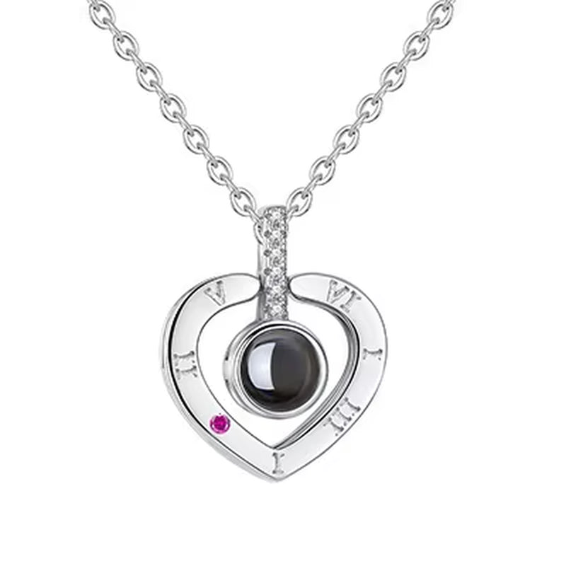 I LOVE YOU in 100 Languages Projection Necklace for Memory of Choker Collier round Gifts Shaped Dropshipping