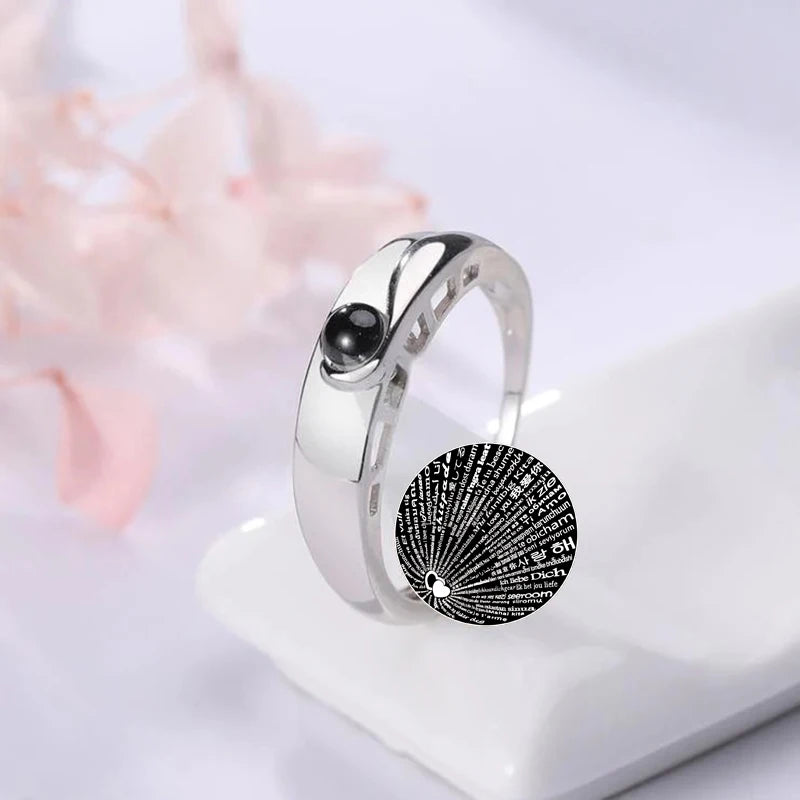 Couple'S Ring Custom Photo Projection Rings Wedding Gift Memorial Gift Sterling Silver Ring