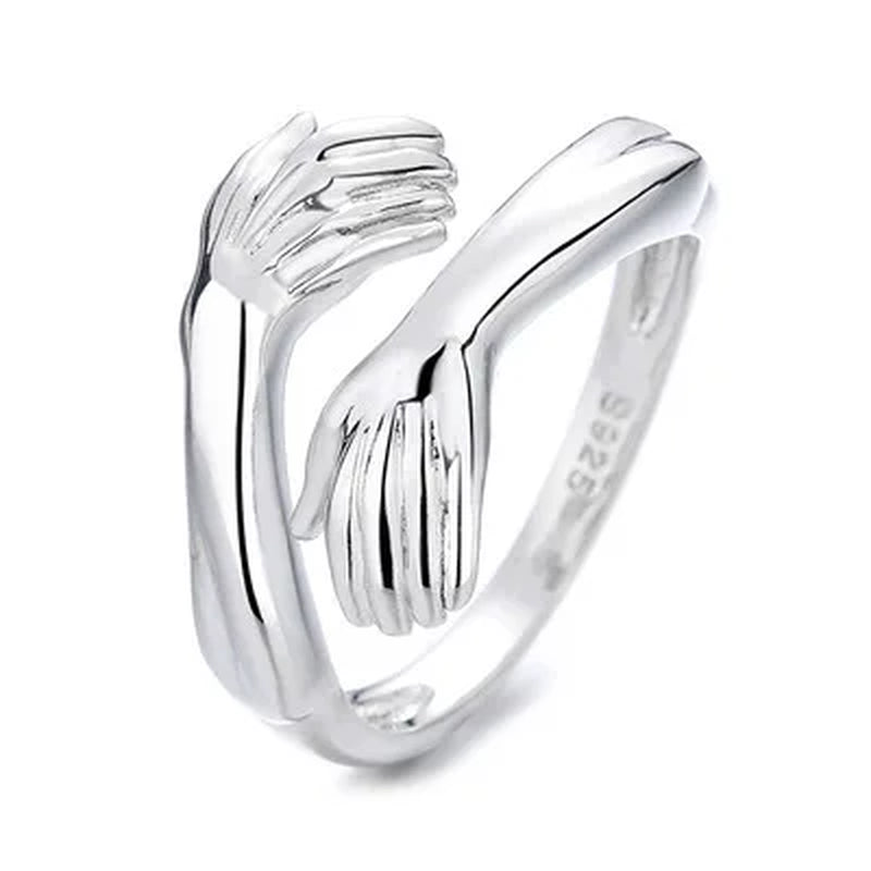 Zircon Hug Rings for Women Stainless Steel Geometric Hug Couple Adjustable Ring Wedding Christmas Aesthetic Jewelry Gift Anillos