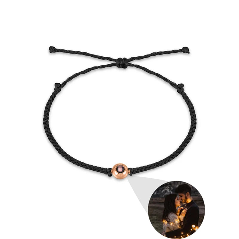 Wholesale Custom Projection Bracelet Adjustable Circle Photo Projection Bangles Colour Braided Bracelets for Women Commemorative